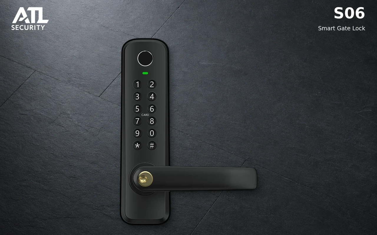 S06 single-sided smart gate lock exterior keypad and lever handle
